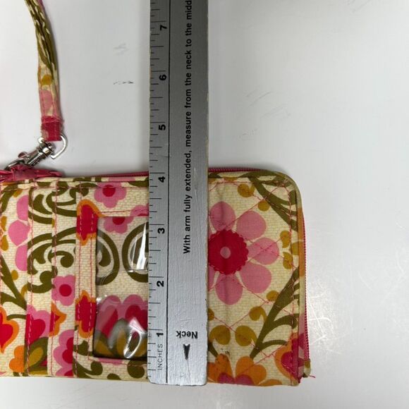Vera Bradley Folkloric Yellow Pink Red Green Floral Pattern Double ID Wristlet - Picture 13 of 13